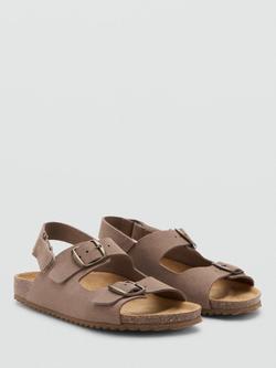 Mango Kids' Adjustable Leather Sandals, Taupe - view 2, Taupe