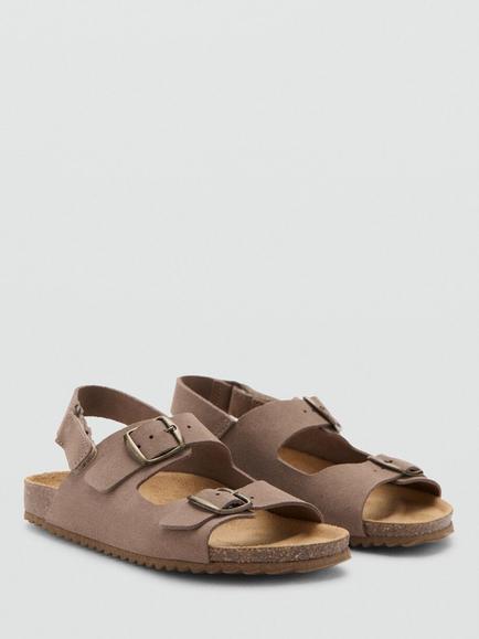 Mango Kids' Adjustable Leather Sandals, Taupe - view 2, Taupe