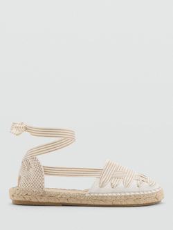 Mango Kids' Lace Up Closed Toe Sandals, Off White, Off White