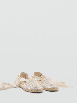 Mango Kids' Lace Up Closed Toe Sandals, Off White - view 2, Off White