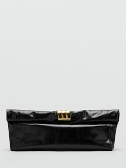 Mango Leather Handbag Clutch, Black, Black