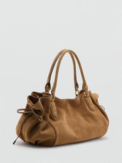 Mango Double Handle Slouch Shoulder Bag, Camel - view 2, Camel