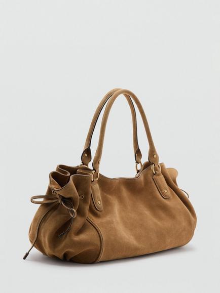 Mango Double Handle Slouch Shoulder Bag, Camel - view 2, Camel