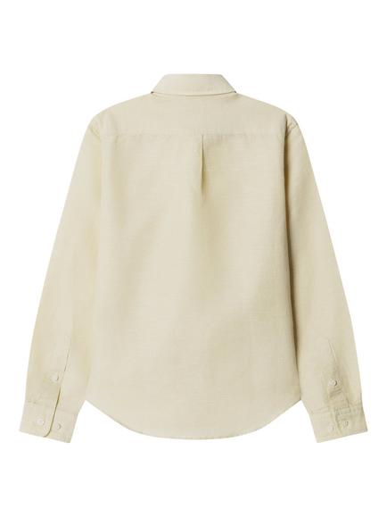 Hackett London Kids' Linen Blend Long Sleeve Shirt, Pastel Yellow - view 2, Pastel Yellow