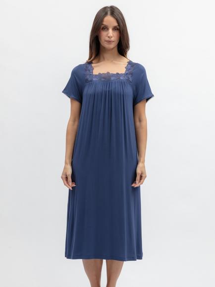 Nora Rose by Cyberjammies Lace Square Neck Cap Sleeve Nightdress, Navy