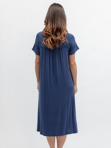 Nora Rose by Cyberjammies Lace Square Neck Cap Sleeve Nightdress - view 2, Navy