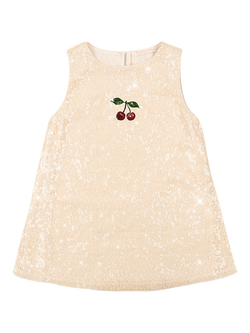 Konges Sløjd Kids' Aries Sleeveless Sequin Dress, White Smoke, White Smoke