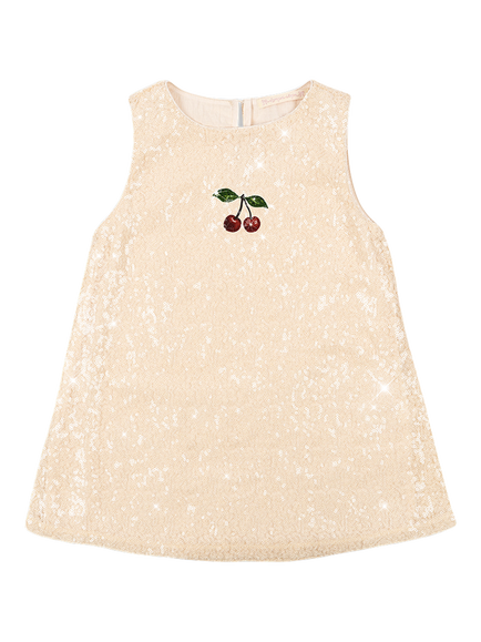 Konges Sløjd Kids' Aries Sleeveless Sequin Dress, White Smoke, White Smoke