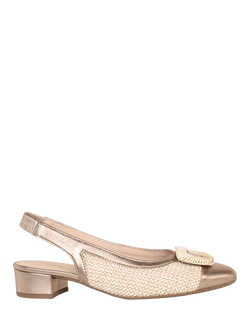Gabor Maddy Leather Court Shoes, Puder/Oak