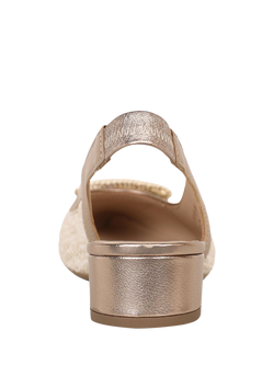 Gabor Maddy Leather Court Shoes - view 2, Puder/Oak