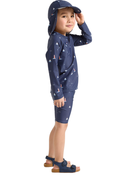 Lindex Kids' Yachts and Lighthouses UV Protection Swim Set, Dark Blue - view 2, Dark Blue
