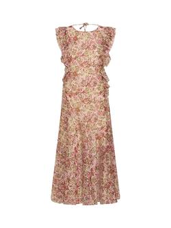 Saint Tropez Ruffled Tie-Neck Floral Maxi Dress, Pink/Multi, Pink/Multi
