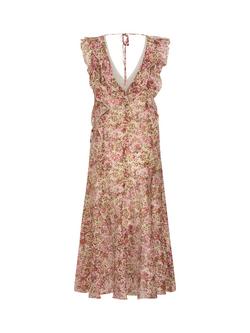 Saint Tropez Ruffled Tie-Neck Floral Maxi Dress, Pink/Multi - view 2, Pink/Multi