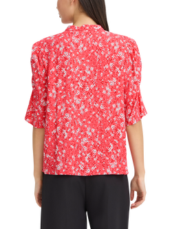 ICHI IhVera Mandarin Collar Floral Blouse, Teaberry - view 2, Teaberry