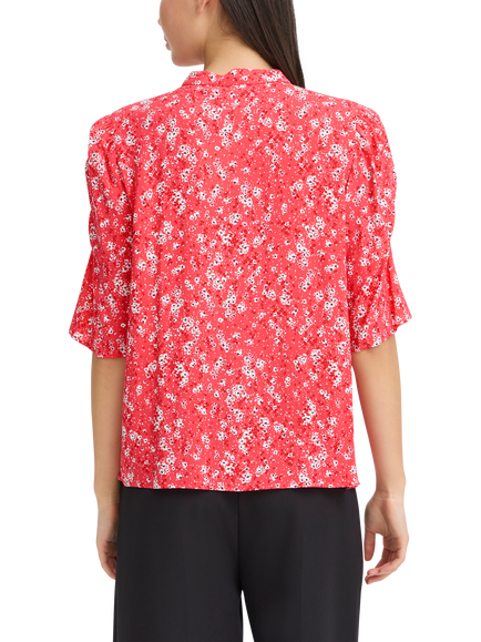 ICHI IhVera Mandarin Collar Floral Blouse, Teaberry - view 2, Teaberry