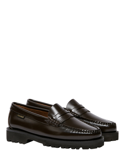 G.H.BASS Weejuns Lug Leather Penny Loafers, Chocolate - view 2, Chocolate