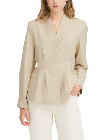 ICHI Ihgivana Sculpted Waist Blazer, Beige, Beige