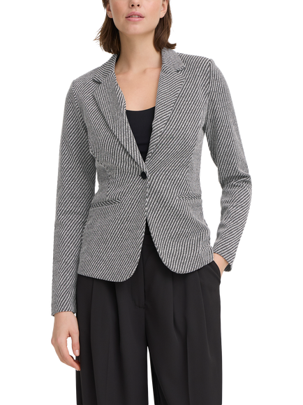 ICHI Ihkate Twillish Tailored Blazer, BlackWhite, Black/White