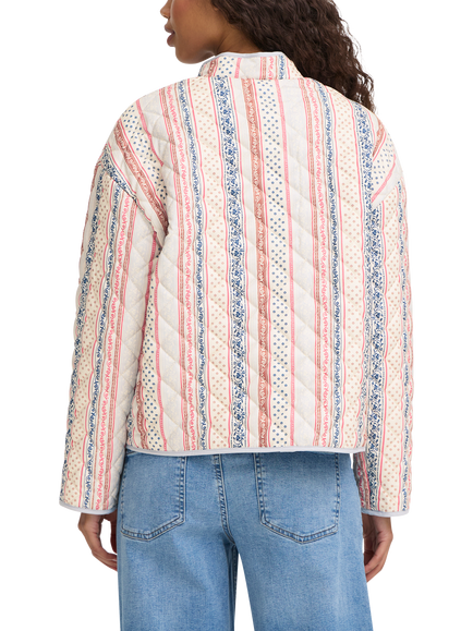 ICHI Ihlivanta Striped Quilted Jacket, Beige/Multi - view 2, Beige/Multi