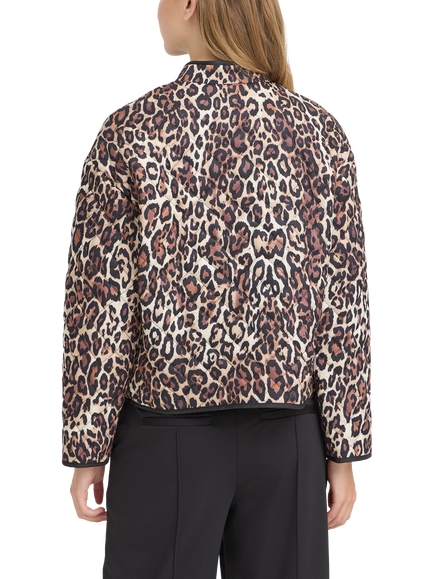 ICHI Ihlivanta Leopard Print Quilted Jacket, Brown - view 2, Brown