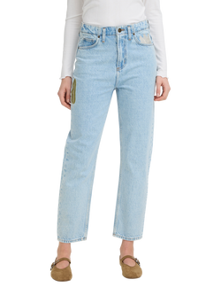ICHI Ihbauve Floral Embroidered Mid Rise Straight Jeans, Light Blue, Light Blue
