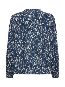 ICHI Ihvera Long Sleeve Floral Blouse, Navy - view 2, Navy
