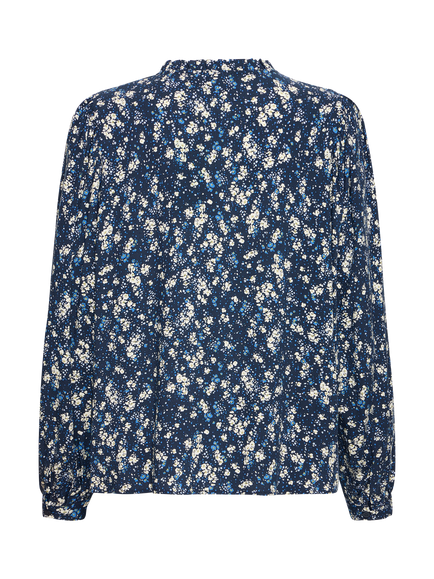 ICHI Ihvera Long Sleeve Floral Blouse, Navy - view 2, Navy