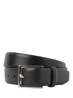 Hackett London Formal Cactus Edge Leather Belt, Black