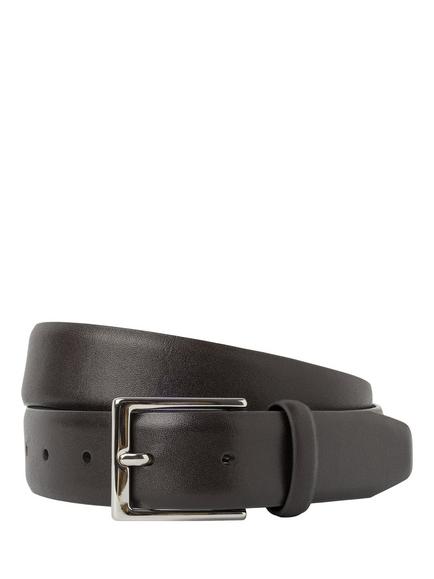 Hackett London Formal Cactus Edge Leather Belt, Dark Brown