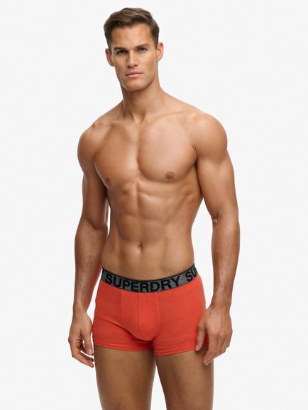 Superdry Stretch Cotton Waistband Trunks, Pack of 3, Black/Orange/Grey, Black/Orange/Grey