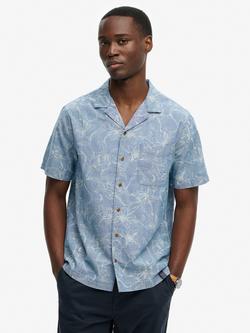 Superdry Vintage Loom Cabana Short Sleeve Shirt, Nouveau Navy, Nouveau Navy
