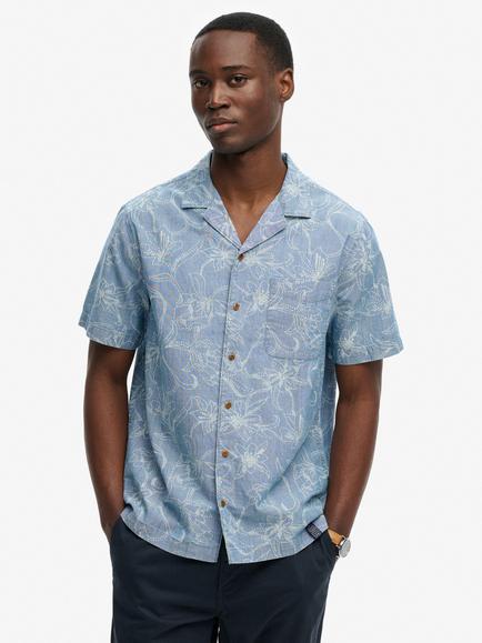 Superdry Vintage Loom Cabana Short Sleeve Shirt, Nouveau Navy, Nouveau Navy