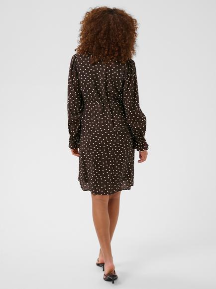 KAFFE Kadotte Spot Print V-Neck Dress, Coffee Bean/Turtledove - view 2, Coffee Bean/Turtledove