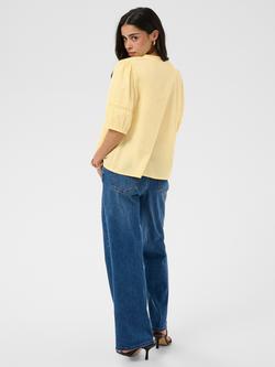 KAFFE Valerie Pintuck V-Neck Short Sleeve Blouse - view 2, Sunlight