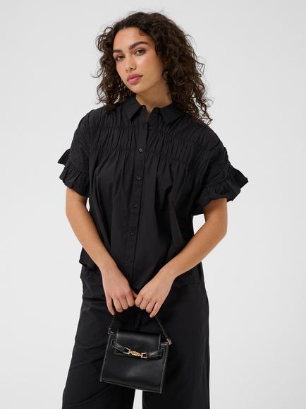 KAFFE Kaverdina Short Sleeve Shirt, Black Deep, Black Deep