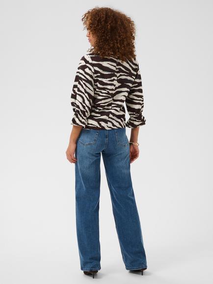 KAFFE Kaviky Animal Three Quarter Length Top containing LENZING™ ECOVERO™ Viscose, Coffee Bean/Turtledo - view 2, Coffee Bean/Turtledo