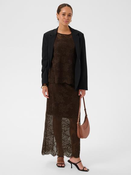 KAFFE Kacornelia Lace A-Line Maxi Skirt, Coffee Bean, Coffee Bean