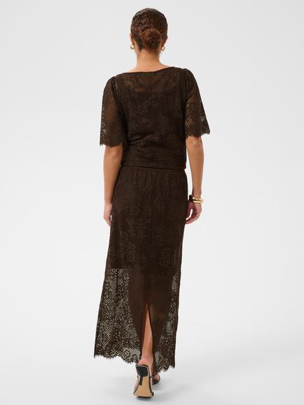 KAFFE Kacornelia Lace A-Line Maxi Skirt, Coffee Bean - view 2, Coffee Bean