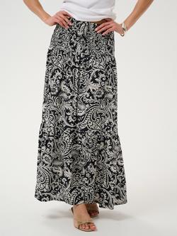 KAFFE Kamaxi Paisley Print Smock Skirt, Black/Chalk, Black/Chalk