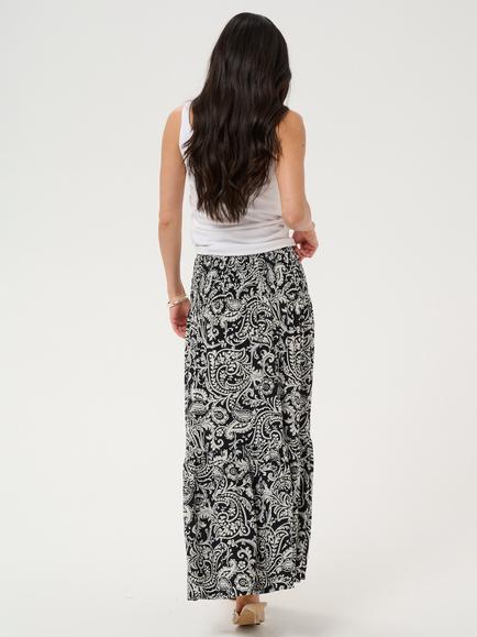 KAFFE Kamaxi Paisley Print Smock Skirt, Black/Chalk - view 2, Black/Chalk
