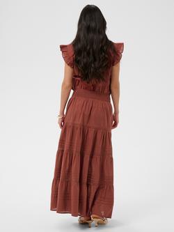 KAFFE Valerie Smocked, Tiered Maxi Skirt, Henna - view 2, Henna