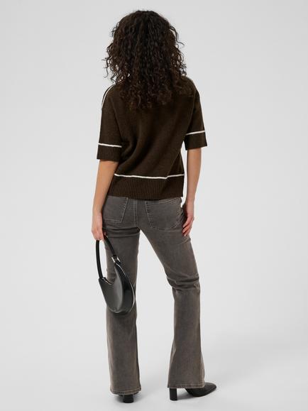 KAFFE Kajinie Knit Pullover Short Sleeve Jumper, Coffee Bean - view 2, Coffee Bean