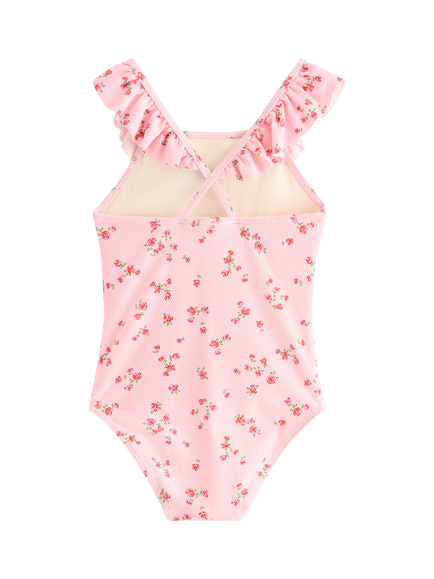 Lindex Kids' Floral Ruffle Swimsuit, Light Pink - view 2, Light Pink