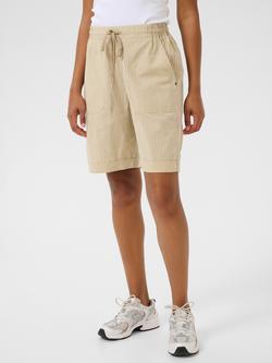 KAFFE Kanaya Striped Cotton Shorts, Cream