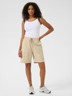 KAFFE Kanaya Striped Cotton Shorts - view 2, Cream