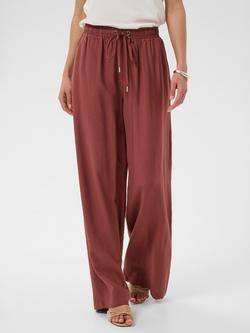 KAFFE Emily Wide Leg Viscose Blend Trousers, Henna, Henna
