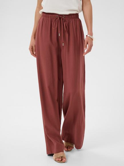 KAFFE Emily Wide Leg Viscose Blend Trousers, Henna, Henna