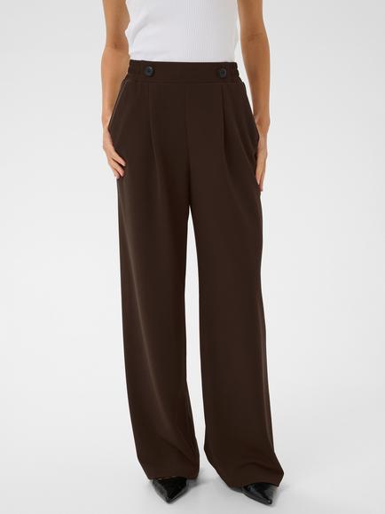 KAFFE Kaphoebe Wide Leg Trousers, Coffee Bean, Coffee Bean