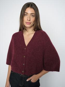MOS MOSH Thora Lizet Alpaca V-Neck Cardigan, Cabernet, Cabernet