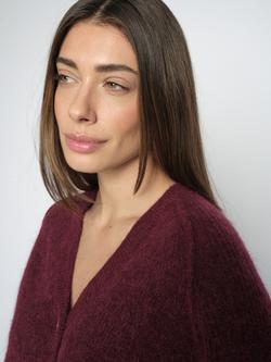 MOS MOSH Thora Lizet Alpaca V-Neck Cardigan, Cabernet - view 2, Cabernet